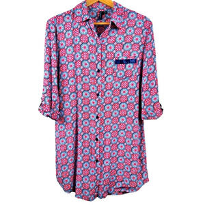 Cynthia Rowley long blouse, S, pattern, three-quarter sleeves lightweight Office